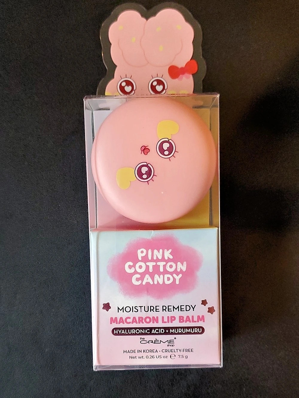 The Crème Shop Pink Cotton Candy Moisture Remedy Macaron Lip Balm